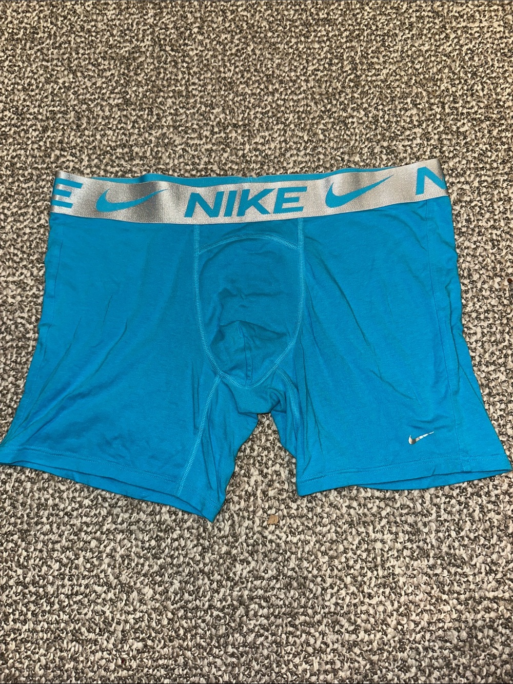 Nike Men’s Dri-Fit Turquoise Boxer Briefs with Silver Waistband